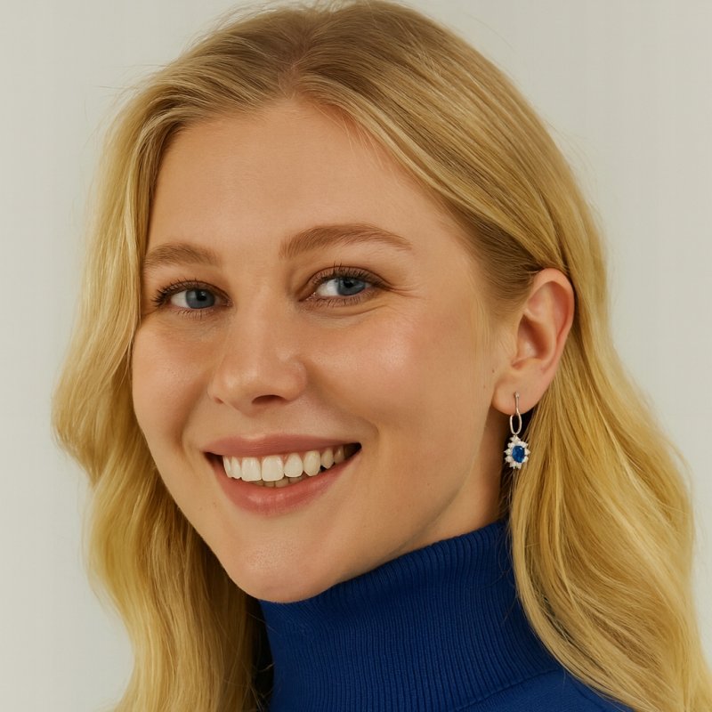 Srebrne kolczyki gwiazdki niebieskie cyrkonie rodowane srebro 925