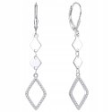 Srebrne kolczyki długie angielskie z cyrkoniami romby srebro próba 925