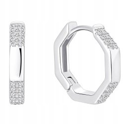 Srebrne kolczyki ośmiokąty rodowane angielskie srebro 925 dla kobiety