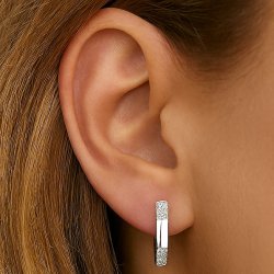 Srebrne kolczyki ośmiokąty rodowane angielskie srebro 925 dla kobiety