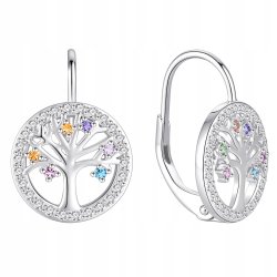 Kolczyki srebrne drzewka cyrkonie srebro próba 925 angielskie