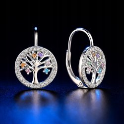 Kolczyki srebrne drzewka cyrkonie srebro próba 925 angielskie
