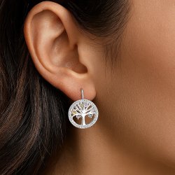 Kolczyki srebrne drzewka cyrkonie srebro próba 925 angielskie