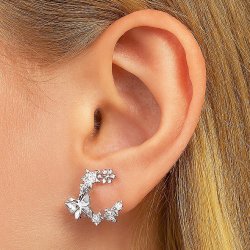 Kolczyki srebrne motylki kwiatki sztyfty wkrętki srebro 925