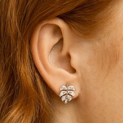 Srebrne kolczyki rodowane wkrętki sztyfty liście na przyjęcie wesele