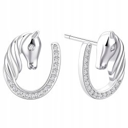 Kolczyki srebrne koniki podkowy dla dziewczynki srebro próba 925 sztyfty