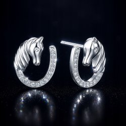 Kolczyki srebrne koniki podkowy dla dziewczynki srebro próba 925 sztyfty