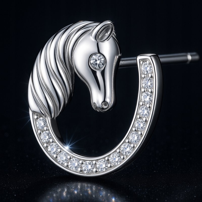 Kolczyki srebrne koniki podkowy dla dziewczynki srebro próba 925 sztyfty