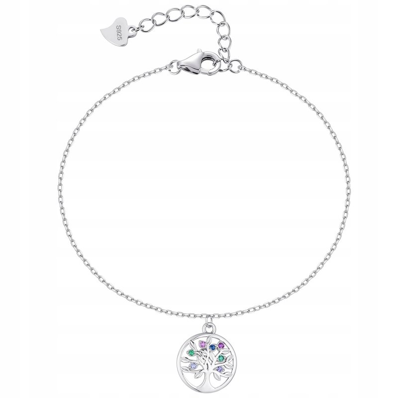 Bransoletka srebrna rodowana drzewo cyrkonie srebro 925