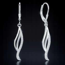 Srebrne kolczyki długie z cyrkoniami angielskie srebro próba 925