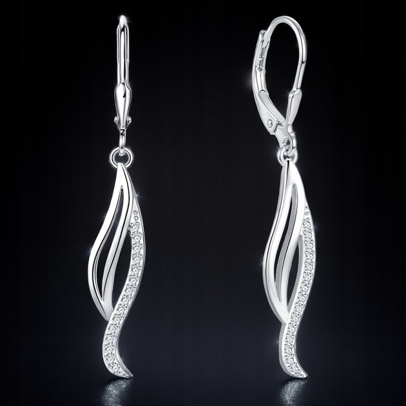 Srebrne kolczyki długie z cyrkoniami angielskie srebro próba 925