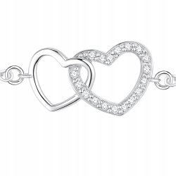 Srebrna bransoletka 925 serce dla kobiety rodowana cyrkonie turmalin