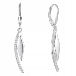 Srebrne kolczyki długie z cyrkoniami angielskie romby srebro próba 925