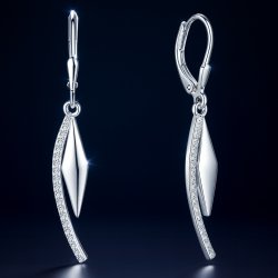 Srebrne kolczyki długie z cyrkoniami angielskie romby srebro próba 925