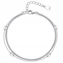 Bransoletka srebrna rodowana damska podwójna srebro 925