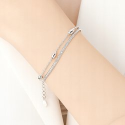 Bransoletka srebrna rodowana damska podwójna srebro 925