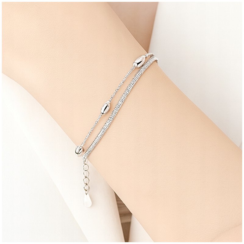 Bransoletka srebrna rodowana damska podwójna srebro 925