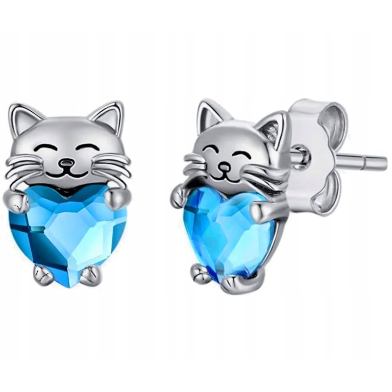 Kolczyki srebrne kotki kolczyki wkrętki sztyfty rodowane srebro próba 925