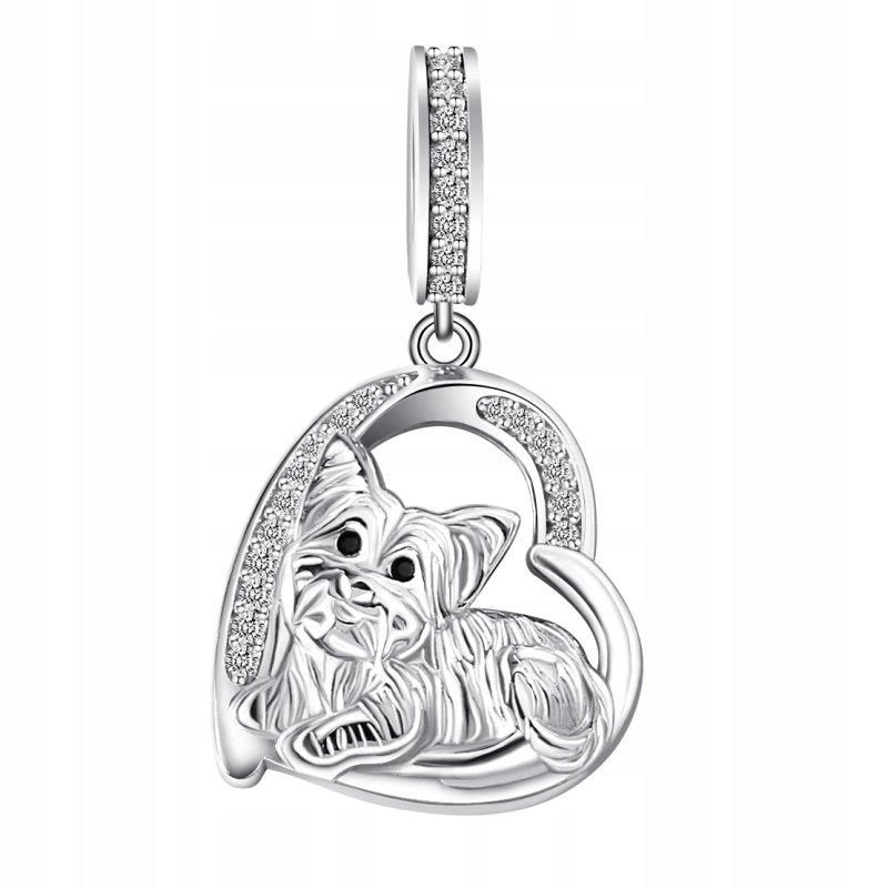 Charms zawieszka wisiorek york Yorkshire terrier serce srebro