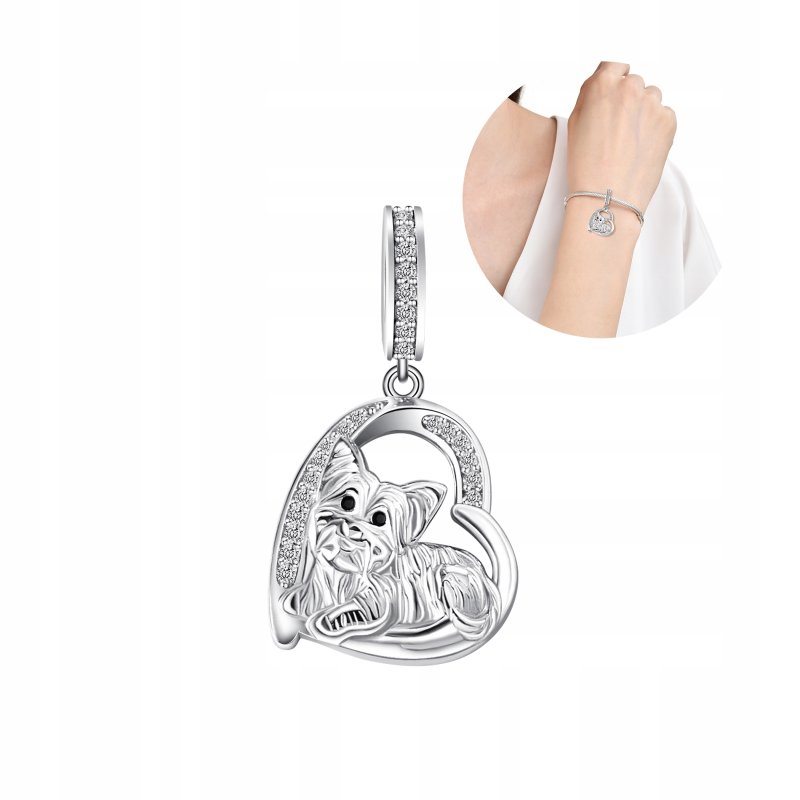 Charms zawieszka wisiorek york Yorkshire terrier serce srebro