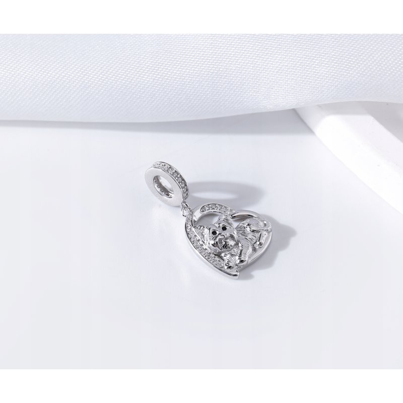 Charms zawieszka wisiorek york Yorkshire terrier serce srebro