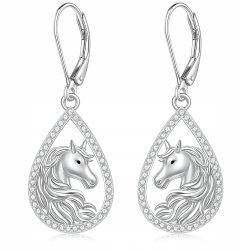 Długie kolczyki wiszące z mosiądzu koniki z cyrkoniami mosiądz