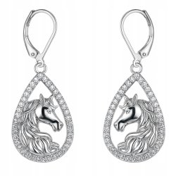 Długie kolczyki wiszące z mosiądzu koniki z cyrkoniami mosiądz