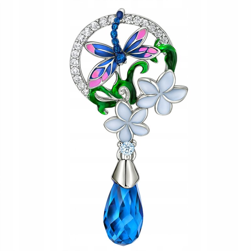 Kolczyki z mosiądzu damskie kwiaty ważki z cyrkoniami wiszące mosiądz