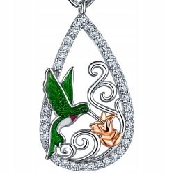 Kolczyki z mosiądzu damskie koliber kwiatek cyrkonie wiszące długie mosiądz