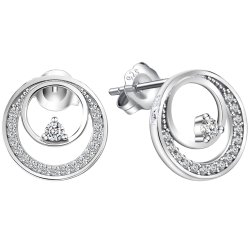 Srebrne kolczyki rodowane okrągłe sztyfty z cyrkoniami srebro próba 925