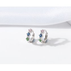 Srebrne kolczyki kółka kolorowe cyrkonie angielskie srebro 925