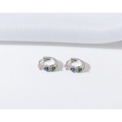 Srebrne kolczyki kółka kolorowe cyrkonie angielskie srebro 925