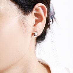 Srebrne kolczyki listki liście perły sztyft wkrętki srebro próba 925