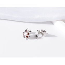 Srebrne kolczyki listki liście perły sztyft wkrętki srebro próba 925