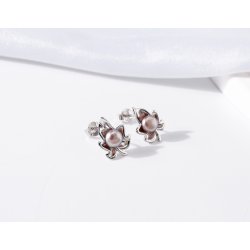 Srebrne kolczyki listki liście perły sztyft wkrętki srebro próba 925