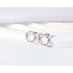 Kolczyki srebrne koła sztyfty cyrkonie perły srebro 925 eleganckie
