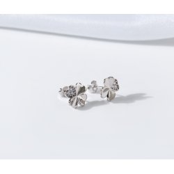 Kolczyki srebrne koniczynki wkrętki sztyfty kolczyki srebro próba 925