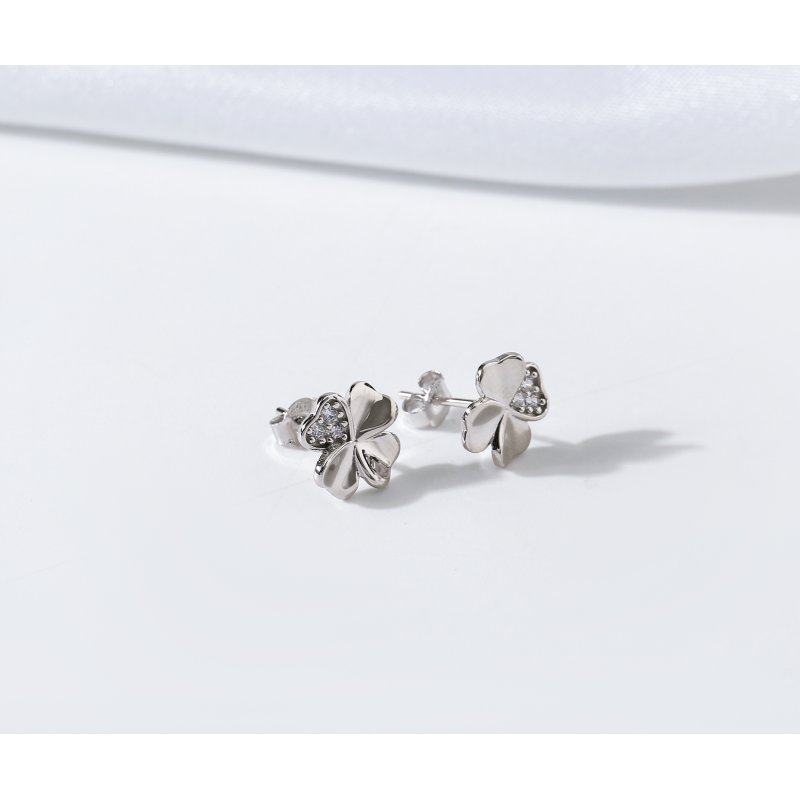 Kolczyki srebrne koniczynki wkrętki sztyfty kolczyki srebro próba 925