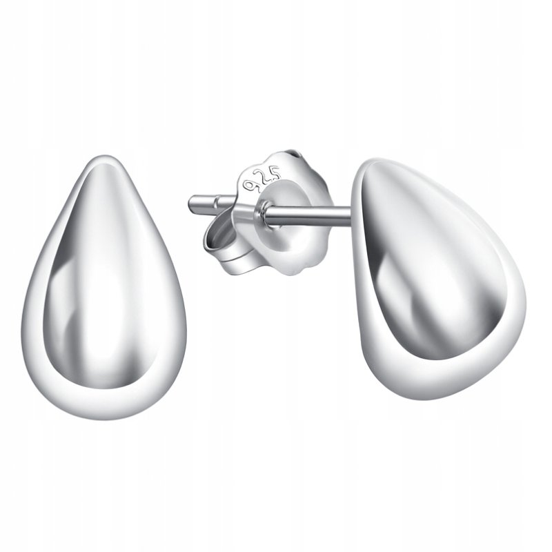 Srebrne kolczyki sztyfty wkrętki małe krople srebro próba 925