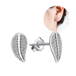 Srebrne kolczyki listki małe cyrkonie srebro próba 925
