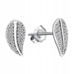 Srebrne kolczyki listki małe cyrkonie srebro próba 925