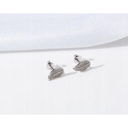 Srebrne kolczyki listki małe cyrkonie srebro próba 925