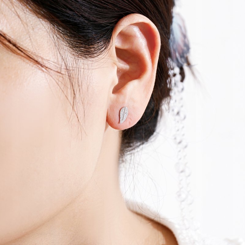 Srebrne kolczyki listki małe cyrkonie srebro próba 925