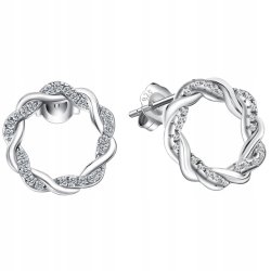 Kolczyki srebrne koła sztyfty cyrkonie srebro 925 eleganckie