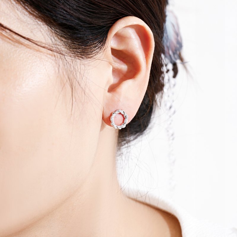 Kolczyki srebrne koła sztyfty cyrkonie srebro 925 eleganckie