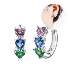 Srebrne kolczyki kółka kolorowe cyrkonie angielskie srebro 925