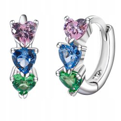 Srebrne kolczyki kółka kolorowe cyrkonie angielskie srebro 925