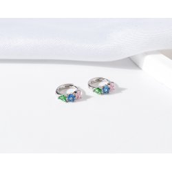 Srebrne kolczyki kółka kolorowe cyrkonie angielskie srebro 925