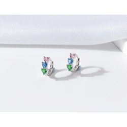 Srebrne kolczyki kółka kolorowe cyrkonie angielskie srebro 925
