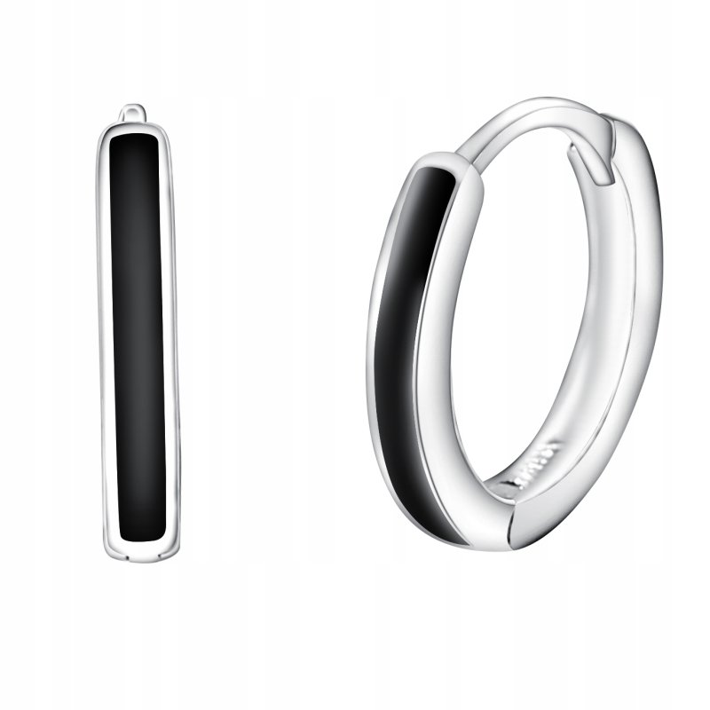 Srebrne kolczyki kółka koła czarne srebro próba 925